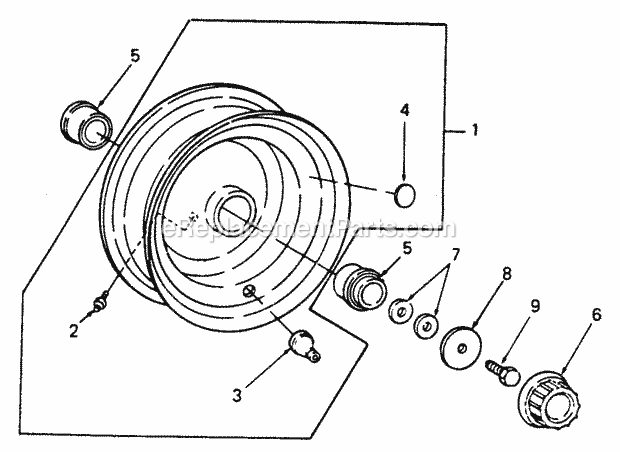Front Wheel Diagram and Parts List for 2086 880001-899000 Cub Cadet Lawn Tractor